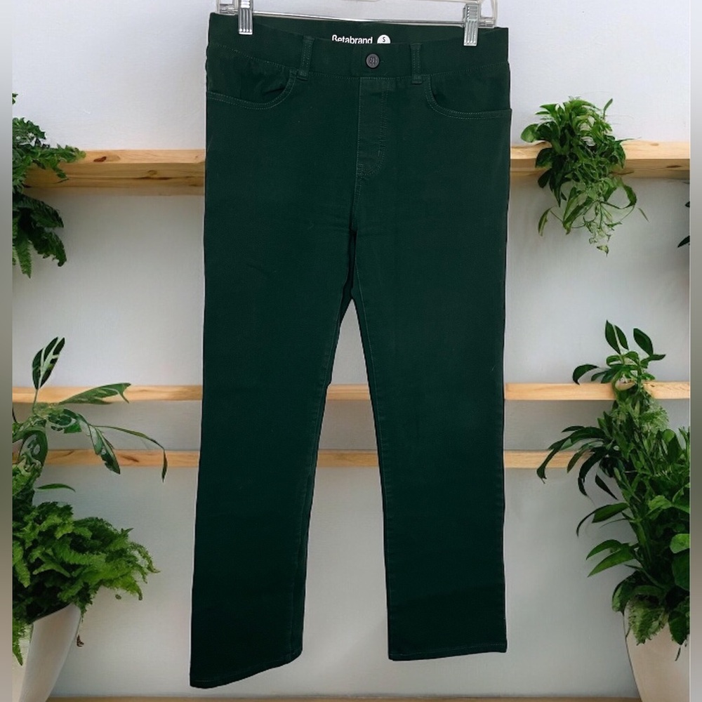 Betabrand‎ Womens Small Petite Dark Green Yoga Dress Pants Straight Leg Stretch